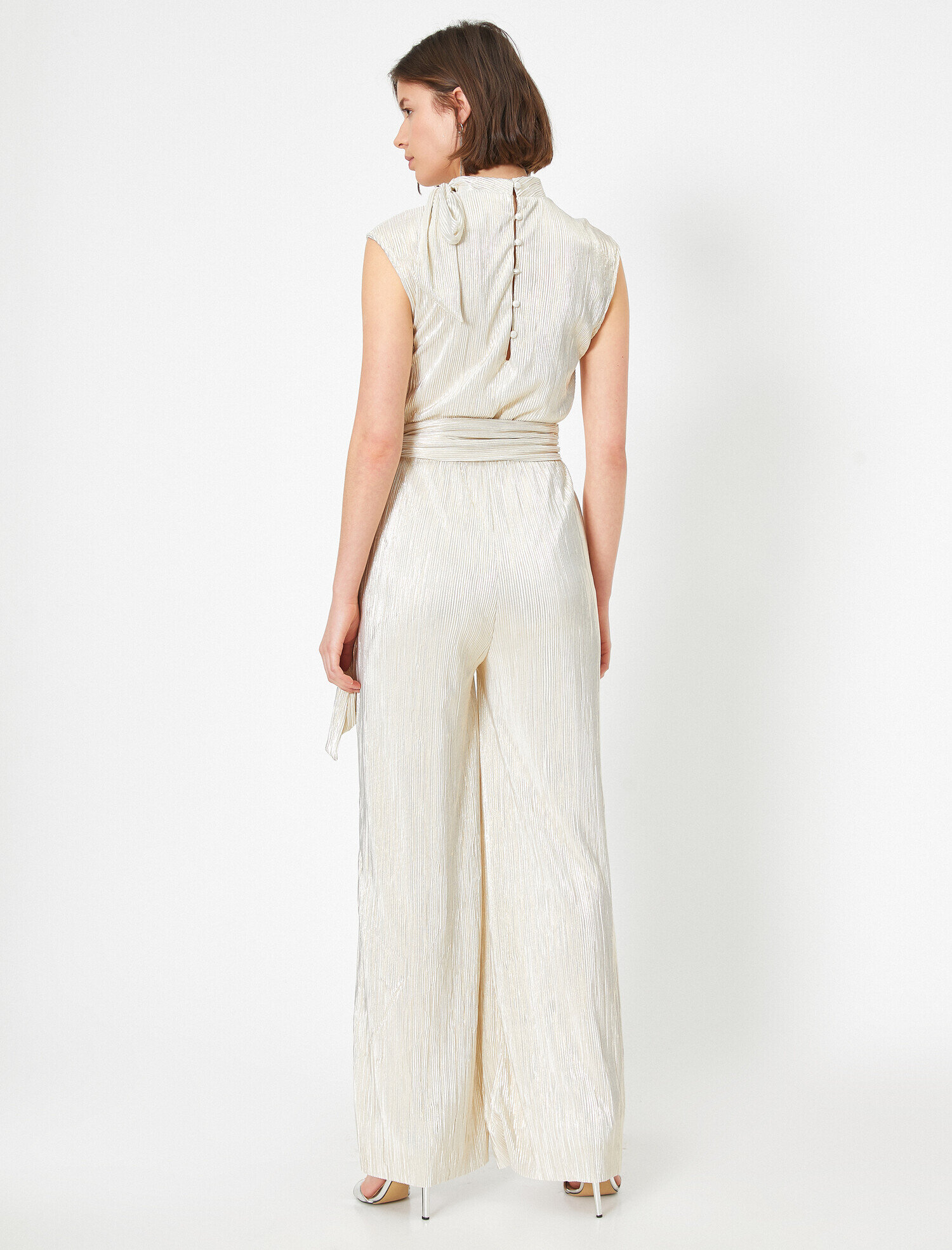   Abiye Tulum Kuşaklı Yaka Detaylı Kolsuz