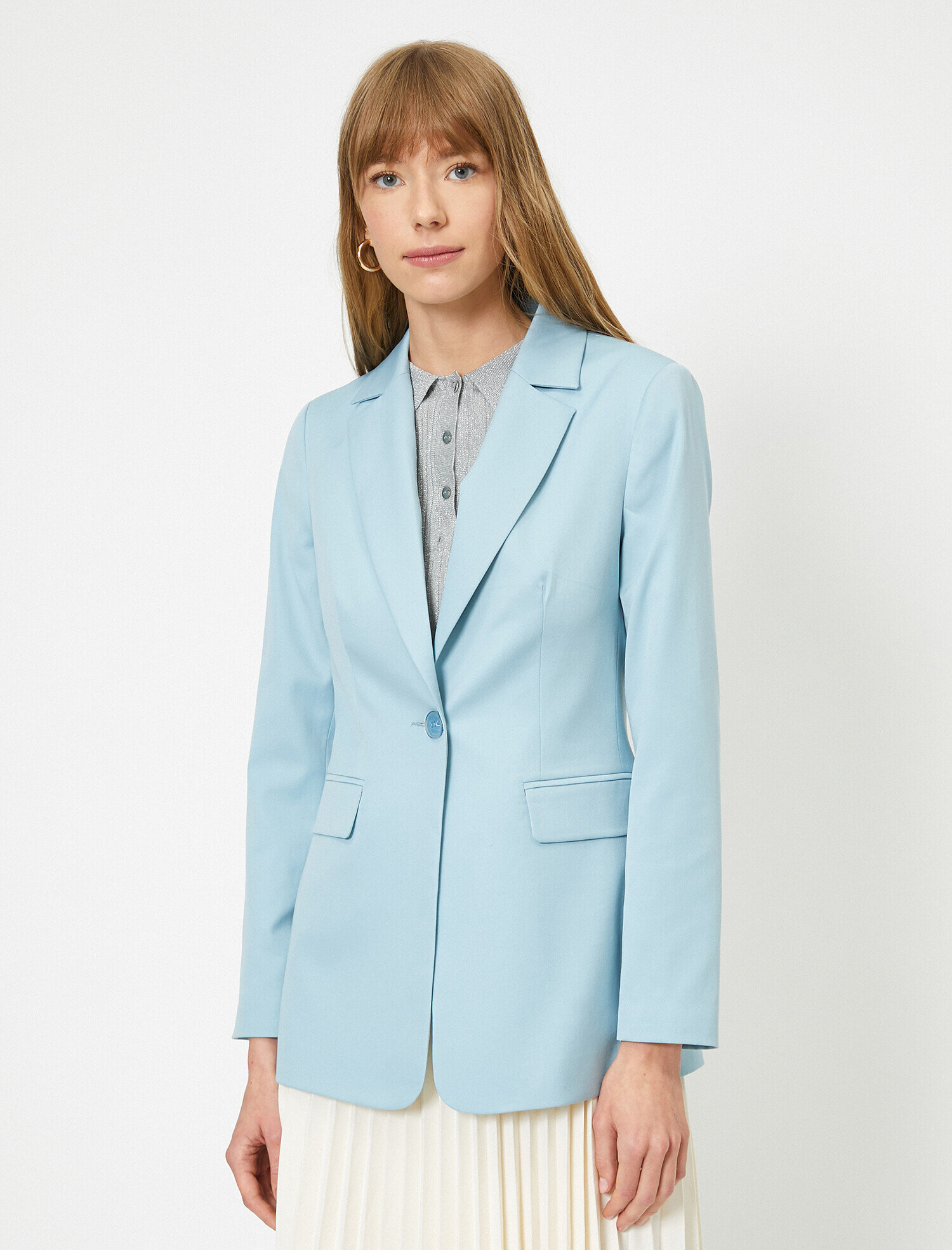   Cep Detaylı Tek Düğmeli Blazer Ceket