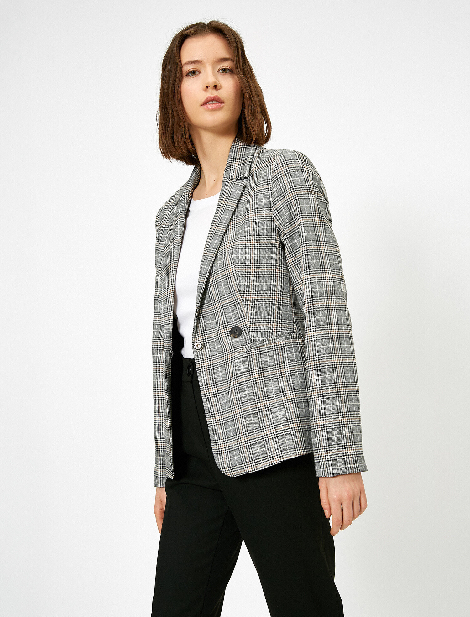   Ekoseli Blazer Ceket