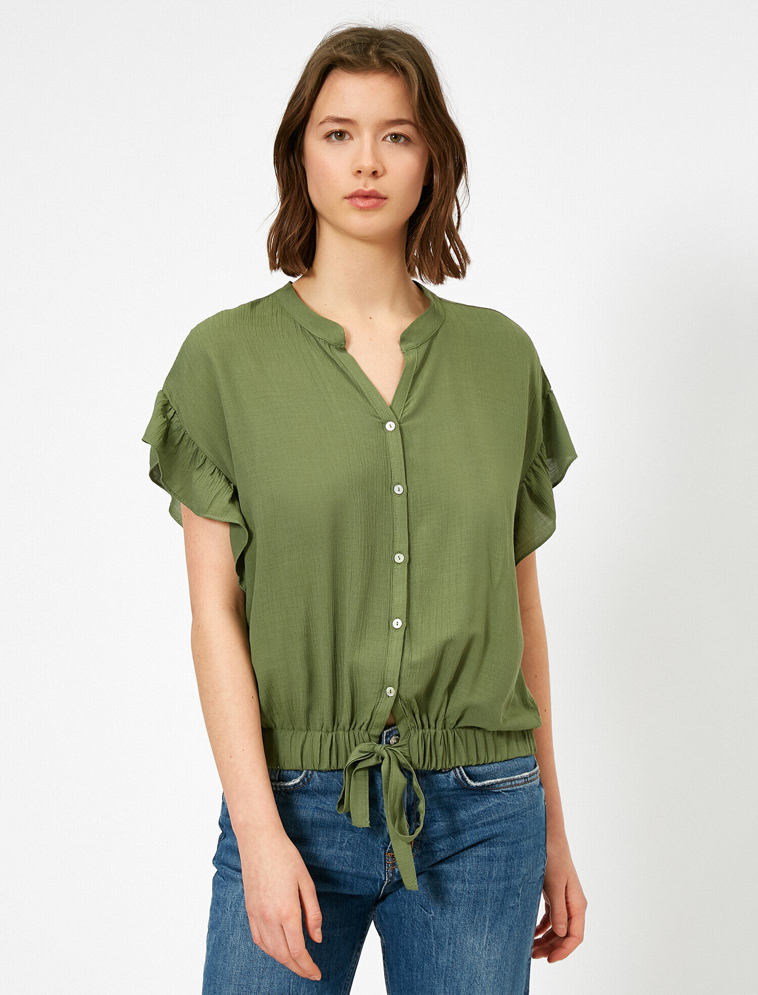   Volan Detaylı Dökümlü Gömlek