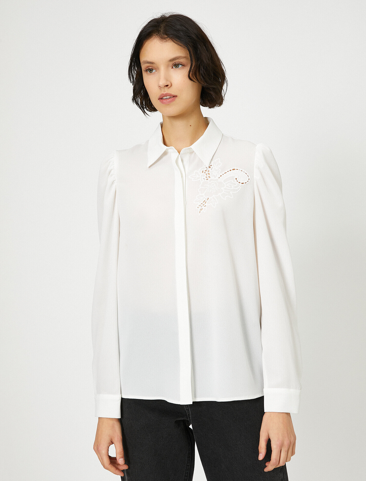   Fermuar Detaylı Uzun Kollu Gömlek