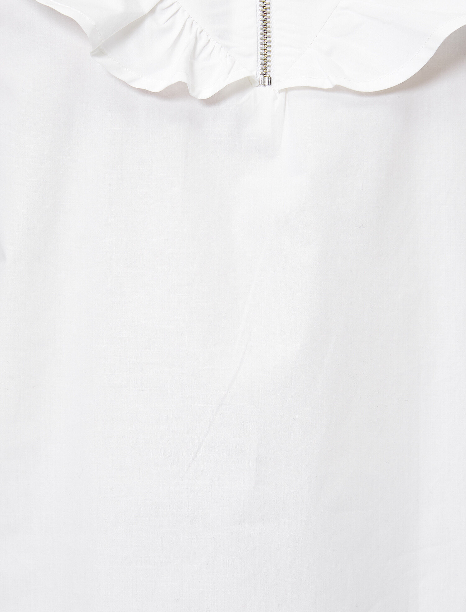 Fermuar Detaylı Volanlı Poplin Bluz