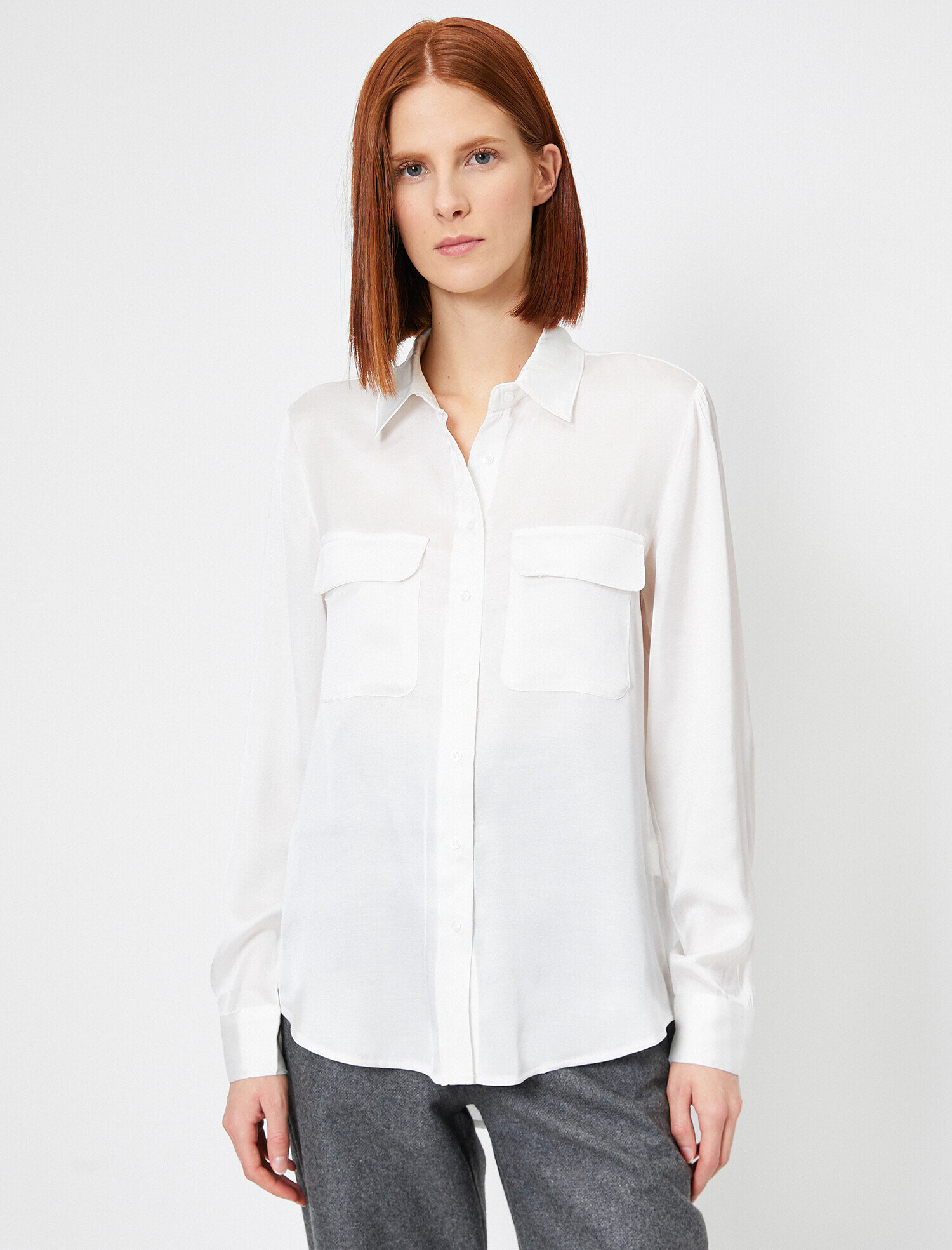   Uzun Kollu Cep Detaylı Gömlek