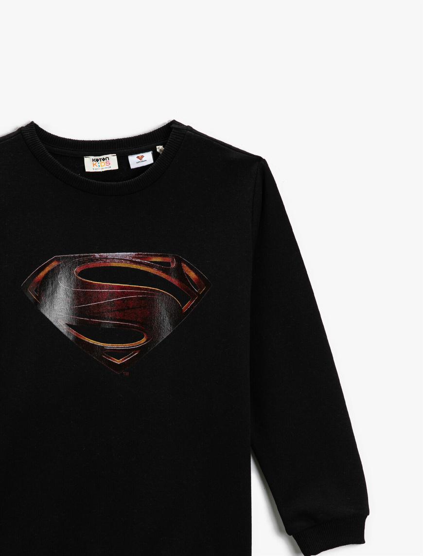  Erkek Çocuk Superman Baskılı Sweatshirt Bisiklet Yaka Lisanslı
