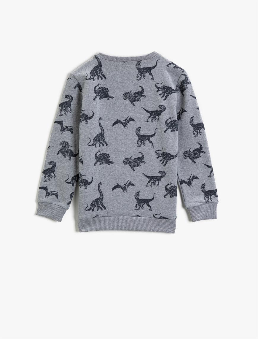  Erkek Çocuk Dinozor Baskılı Sweatshirt Pamuklu