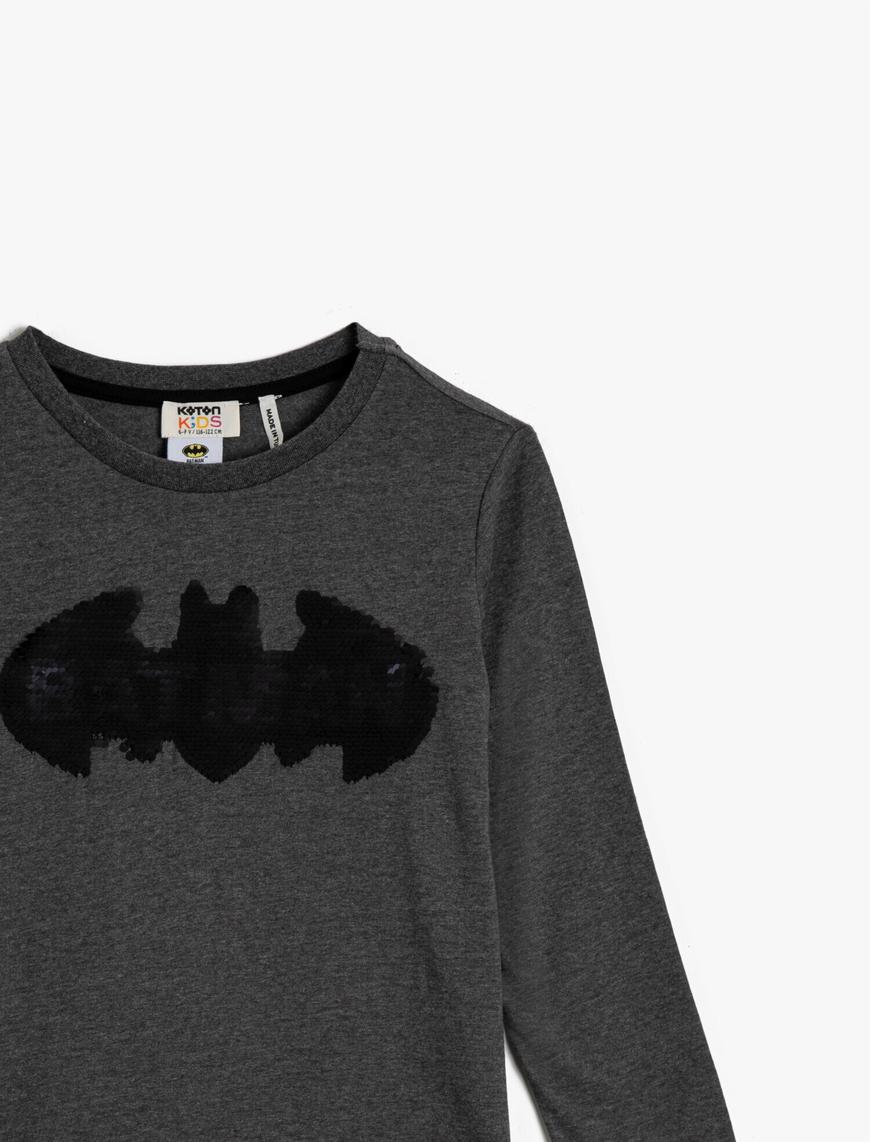  Erkek Çocuk Batman Lisanslı Tişört Pamuklu Uzun Kollu