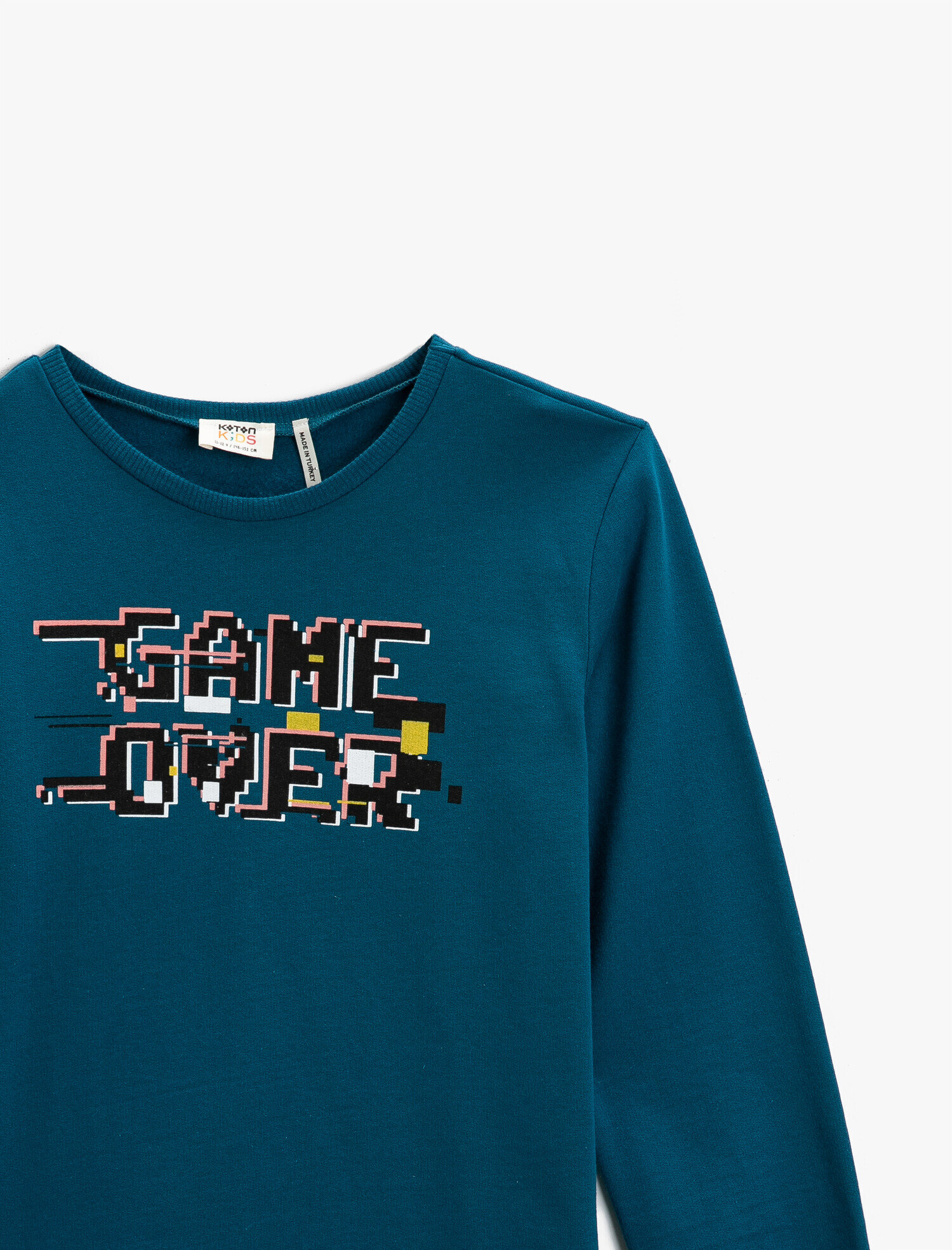  Erkek Çocuk Yazı Baskılı Sweatshirt Bisiklet Yaka Pamuklu