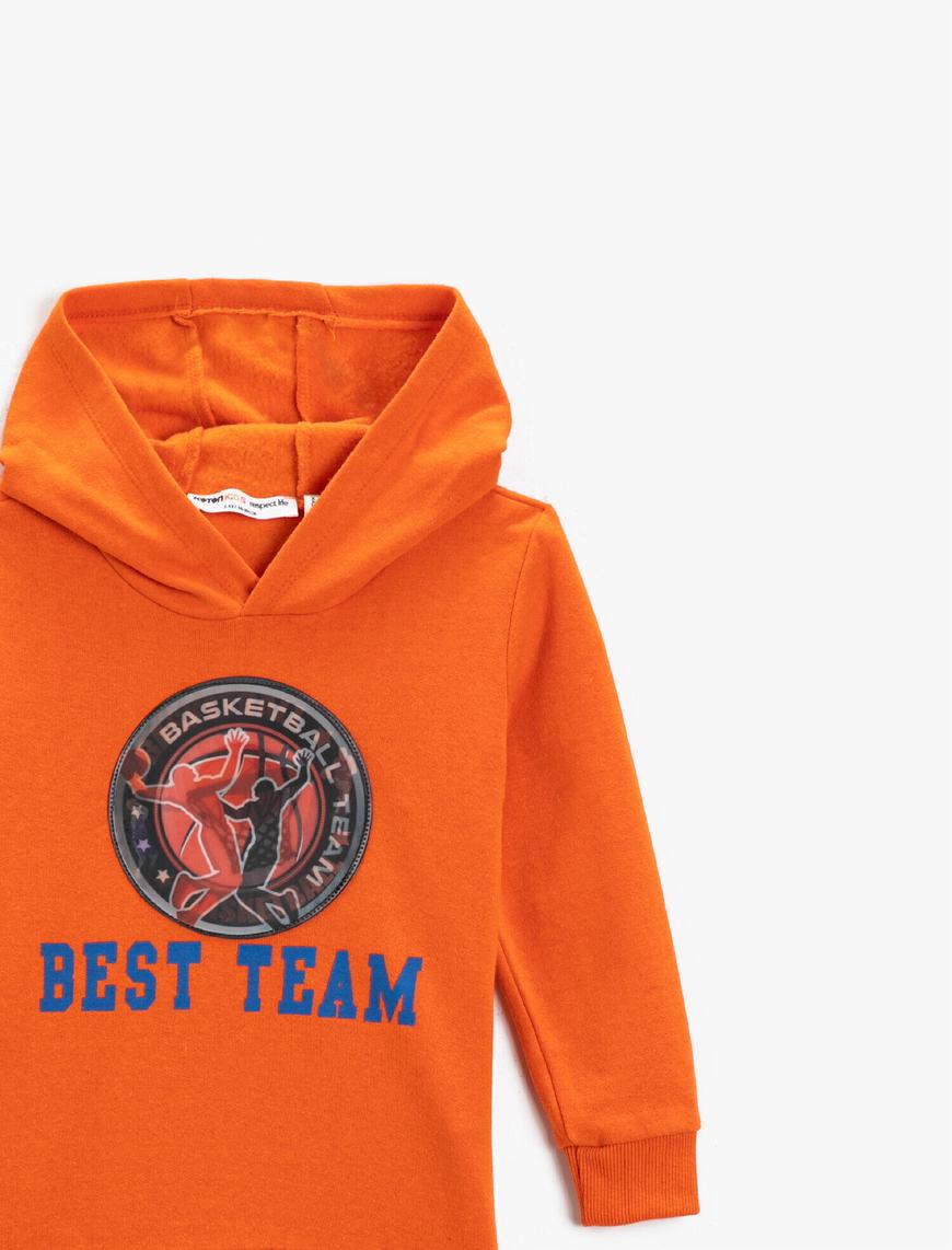  Erkek Çocuk Best Team Baskılı Kapüşonlu Sweatshirt