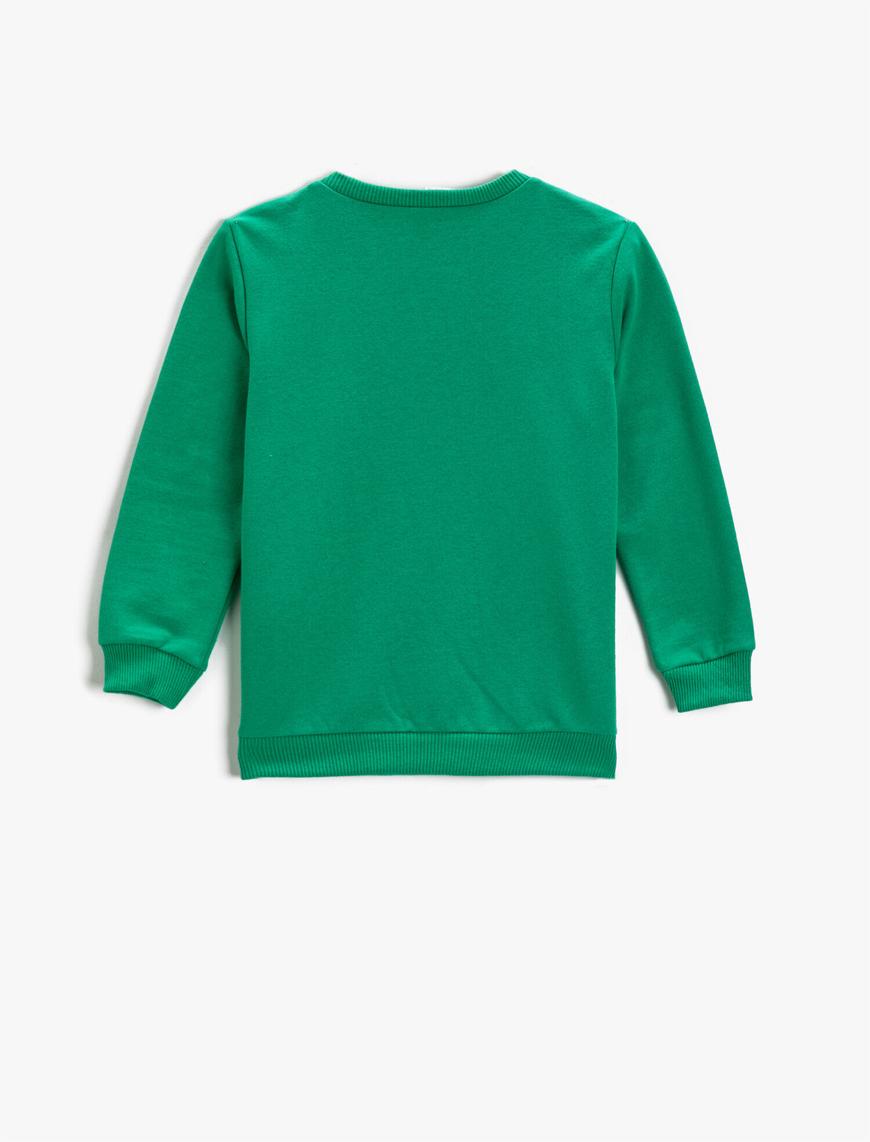  Erkek Çocuk Dinazor Baskılı Sweatshirt Uzun Kollu Pamuklu