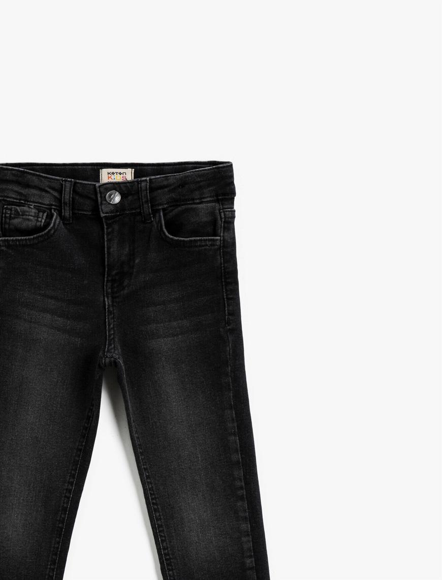  Erkek Çocuk Kot Pantolon Dar Paça Pamuklu Cepli - Slim Jean