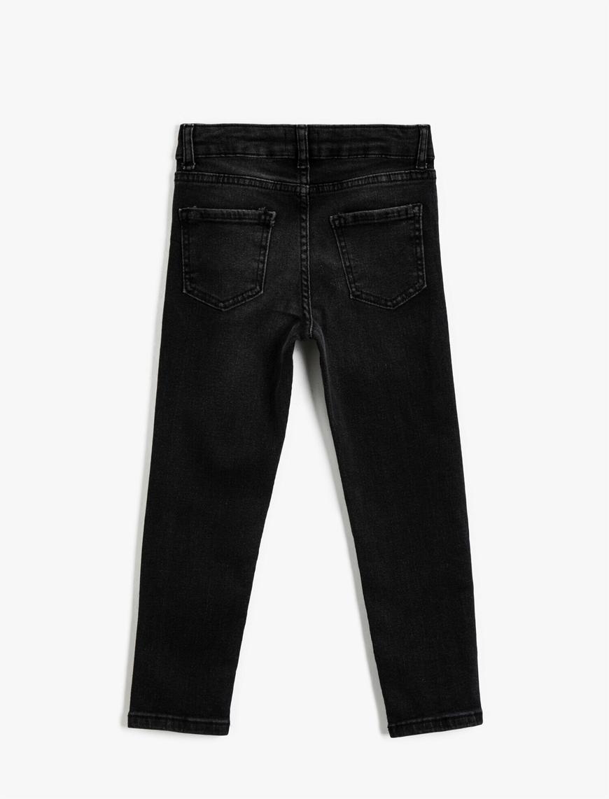  Erkek Çocuk Kot Pantolon Dar Paça Pamuklu Cepli - Slim Jean