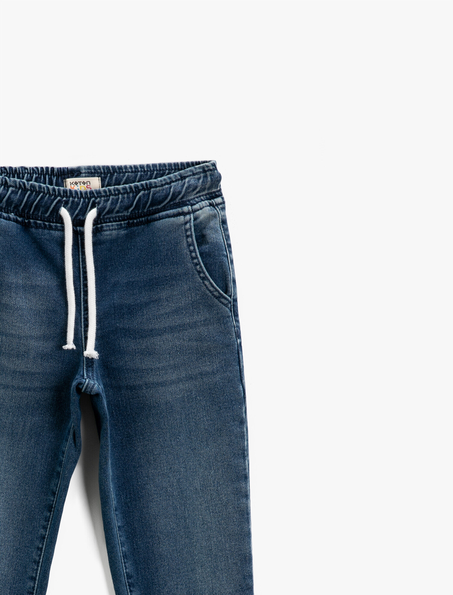  Erkek Çocuk Kot Pantolon Jogger Beli Lastikli Cepli Pamuklu - Jegging Jean
