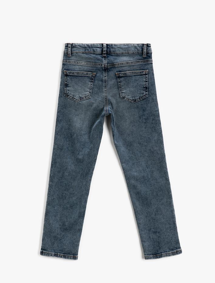 Erkek Çocuk Kot Pantolon Jogger Beli Lastikli Cepli Pamuklu - Jegging Jean