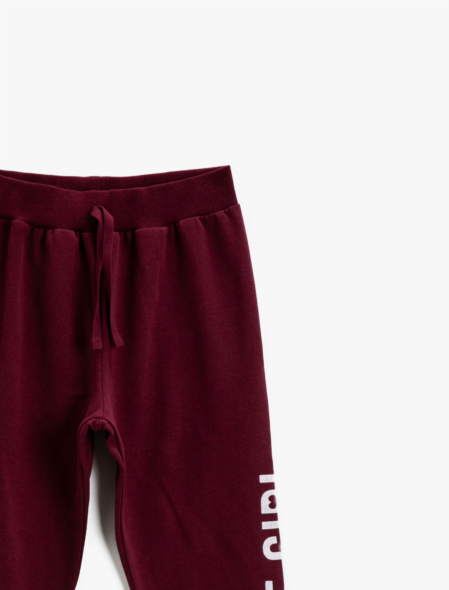  Kız Çocuk Sloganlı Baskılı Eşofman Altı Pamuklu Önden Bağlamalı