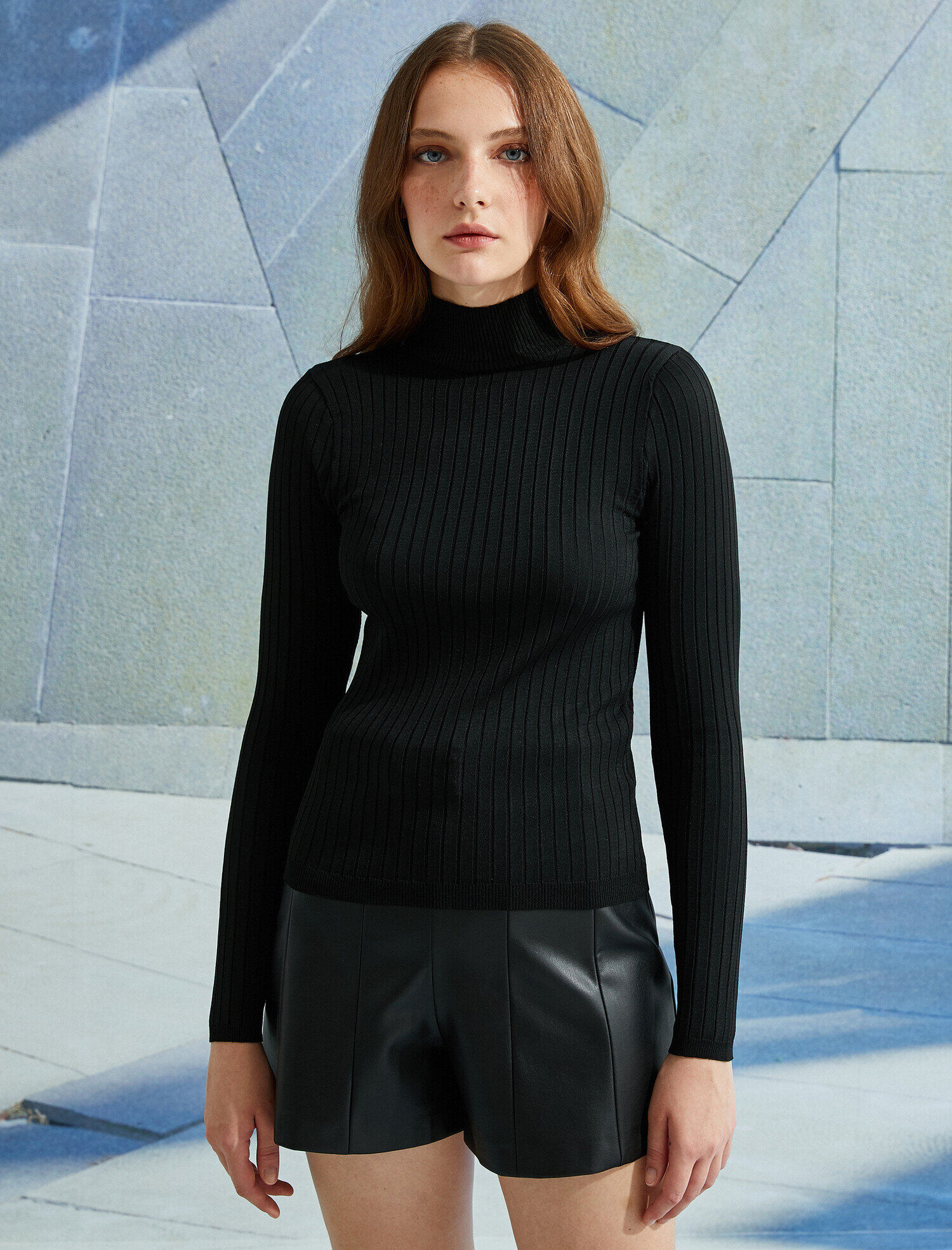   Balıkçı Yaka Ribanalı Triko Kazak