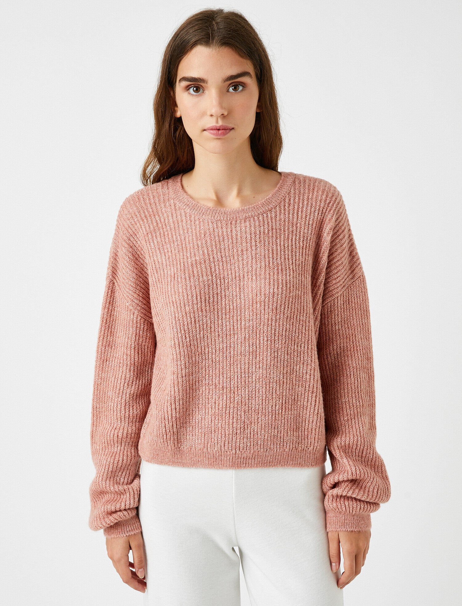   Bisiklet Yaka Triko Kazak Crop