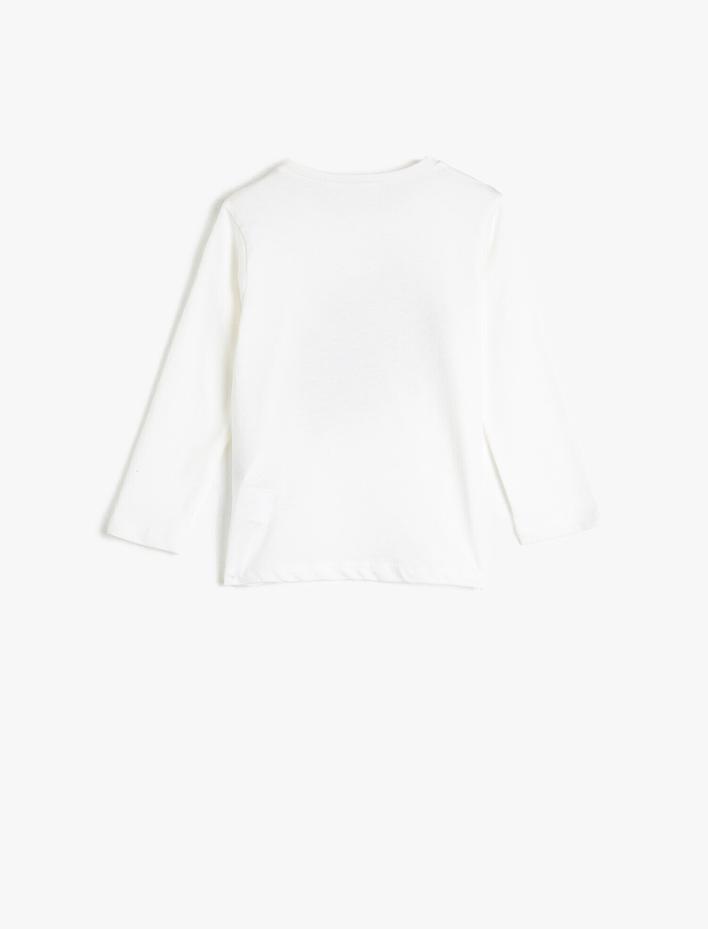 Kız Çocuk Uzun Kollu Bisiklet Yaka Payetli Tişört