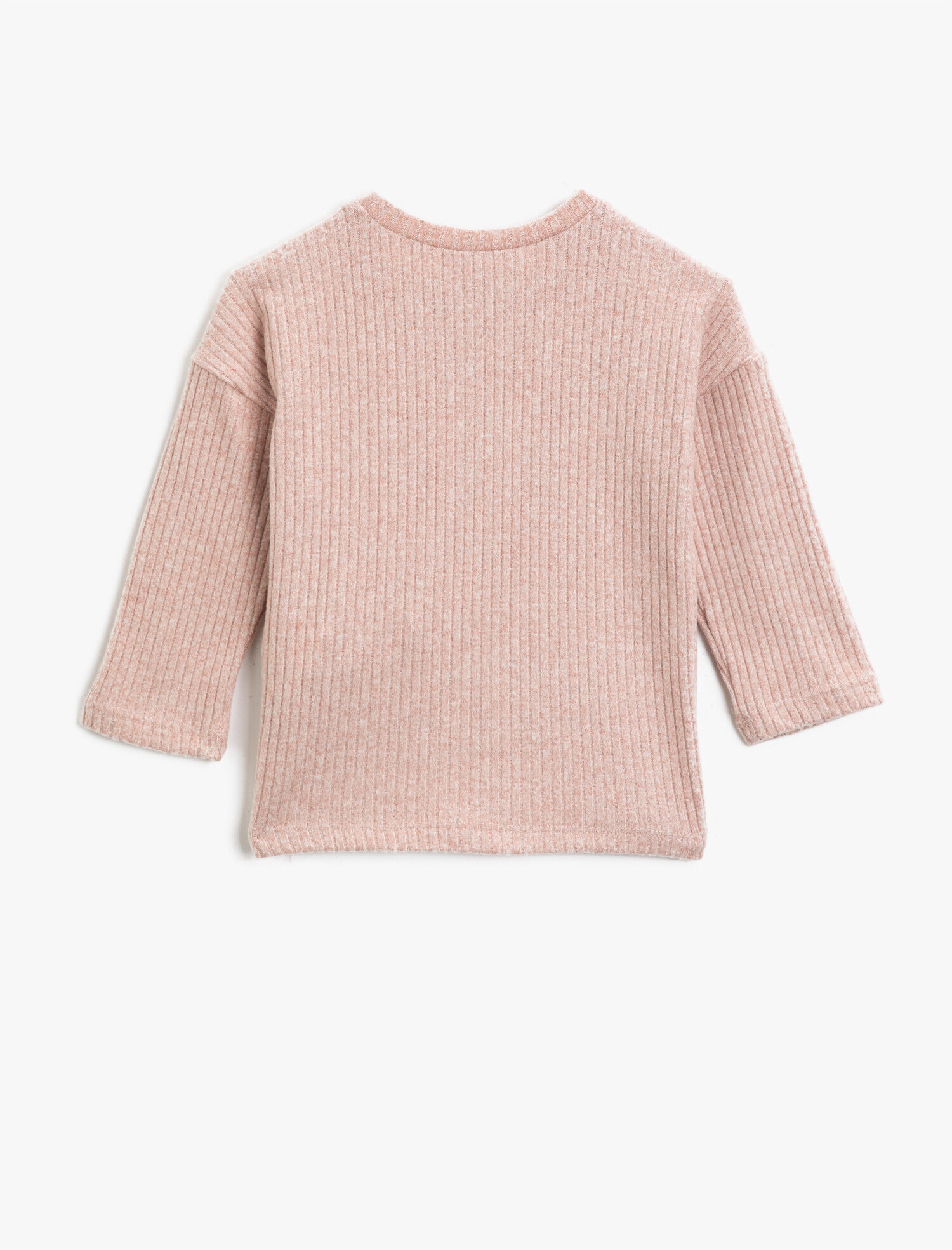  Kız Çocuk Kadife Fiyonklu Uzun Kollu Bisiklet Yaka Sweatshirt