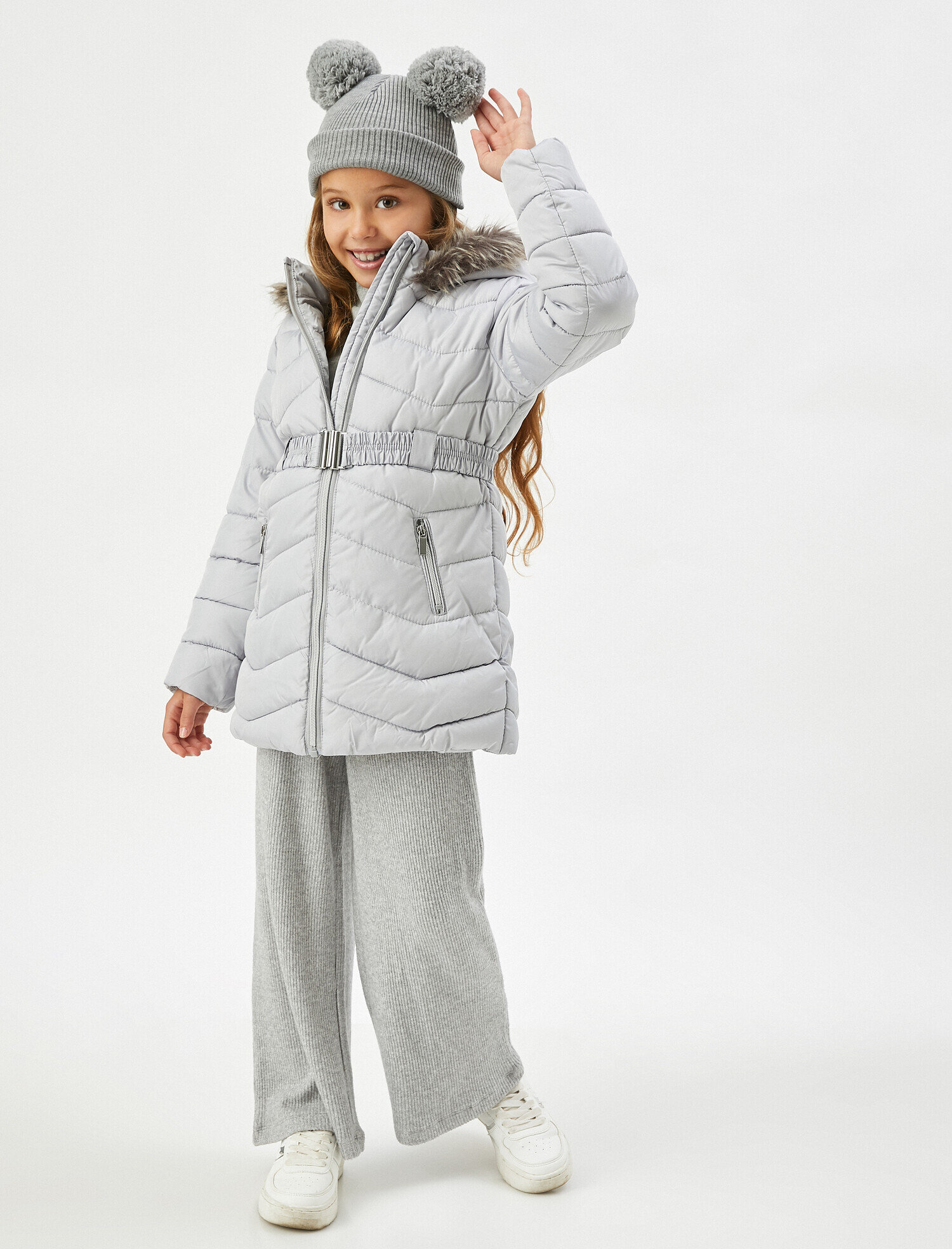 Kız Çocuk Kapüşonlu Anorak Şişme Mont