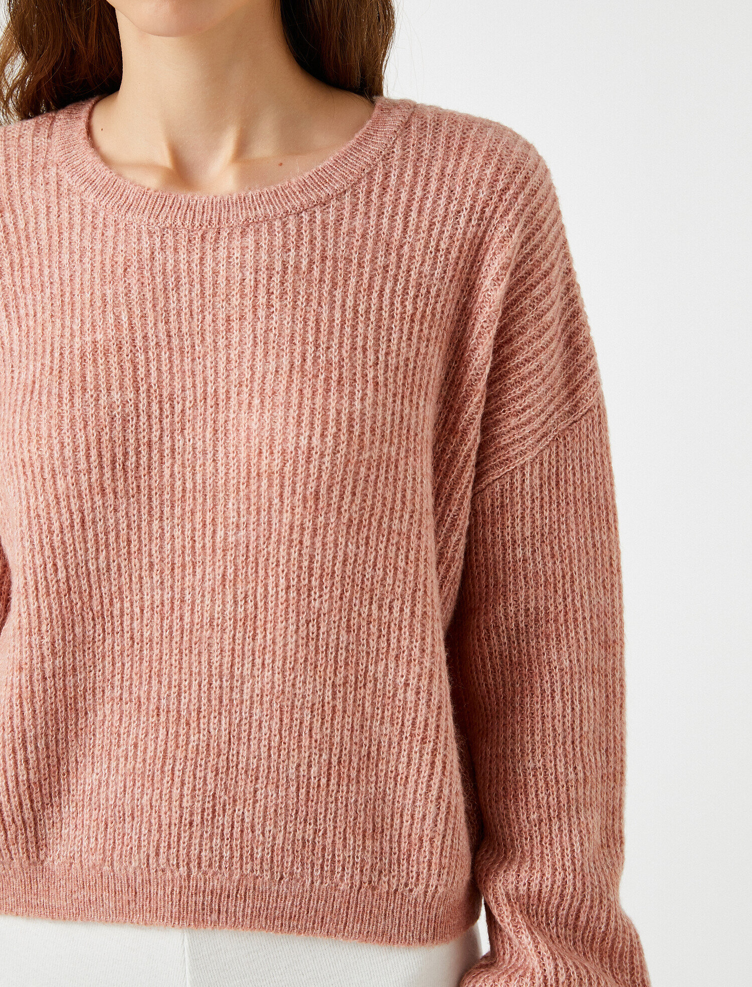   Bisiklet Yaka Triko Kazak Crop