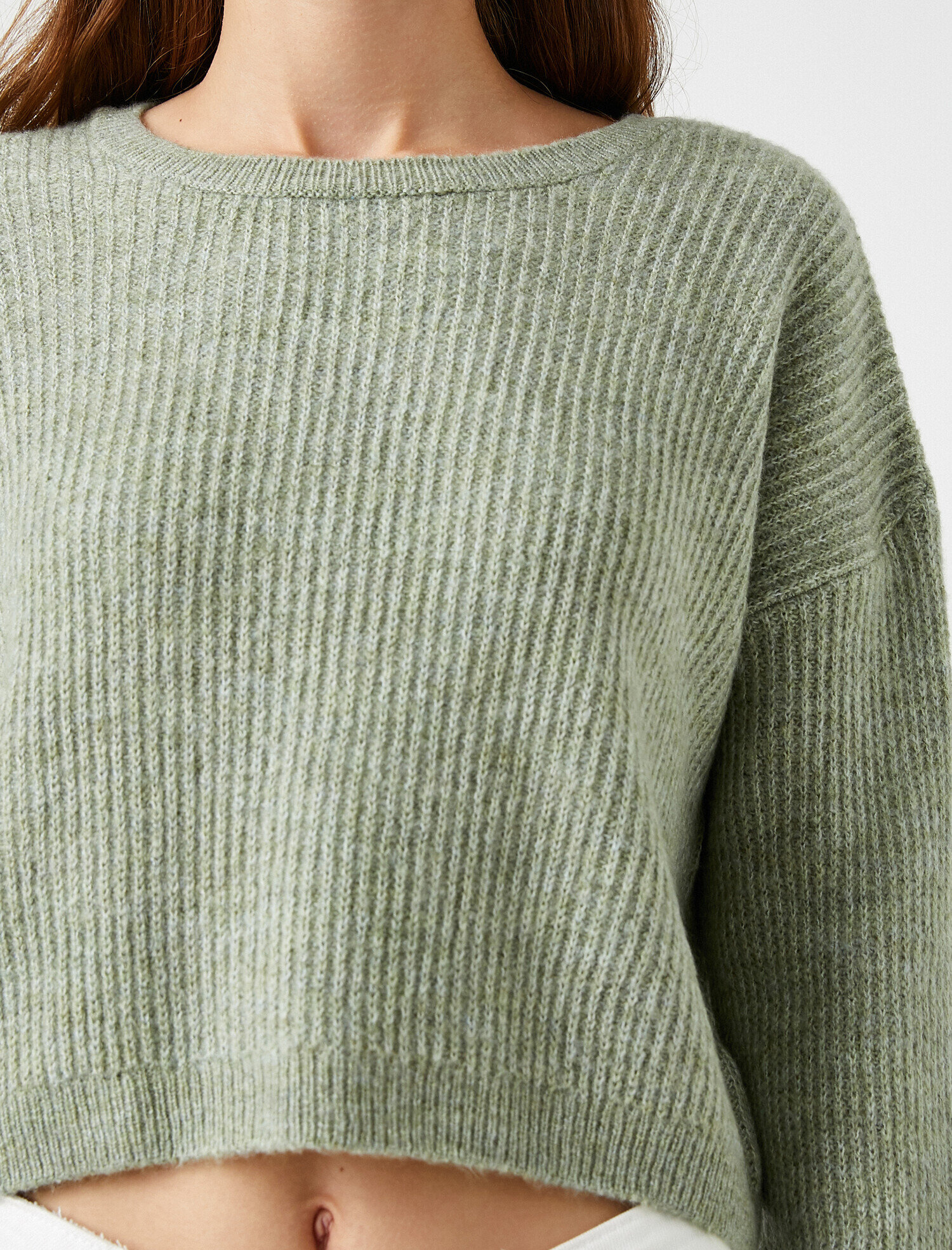   Bisiklet Yaka Triko Kazak Crop