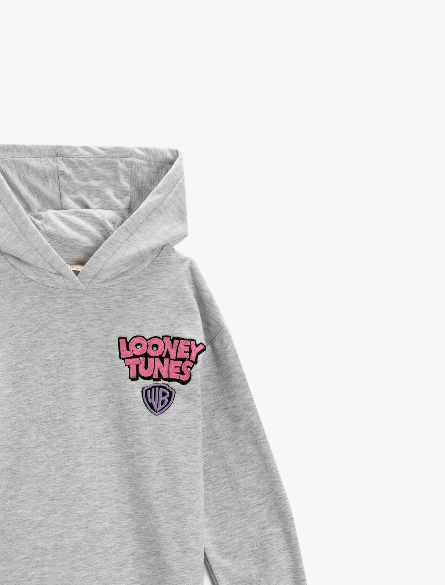  Kız Çocuk Looney Tunes Lisanslı Baskılı Kapüşonlu Sweatshirt Elbise