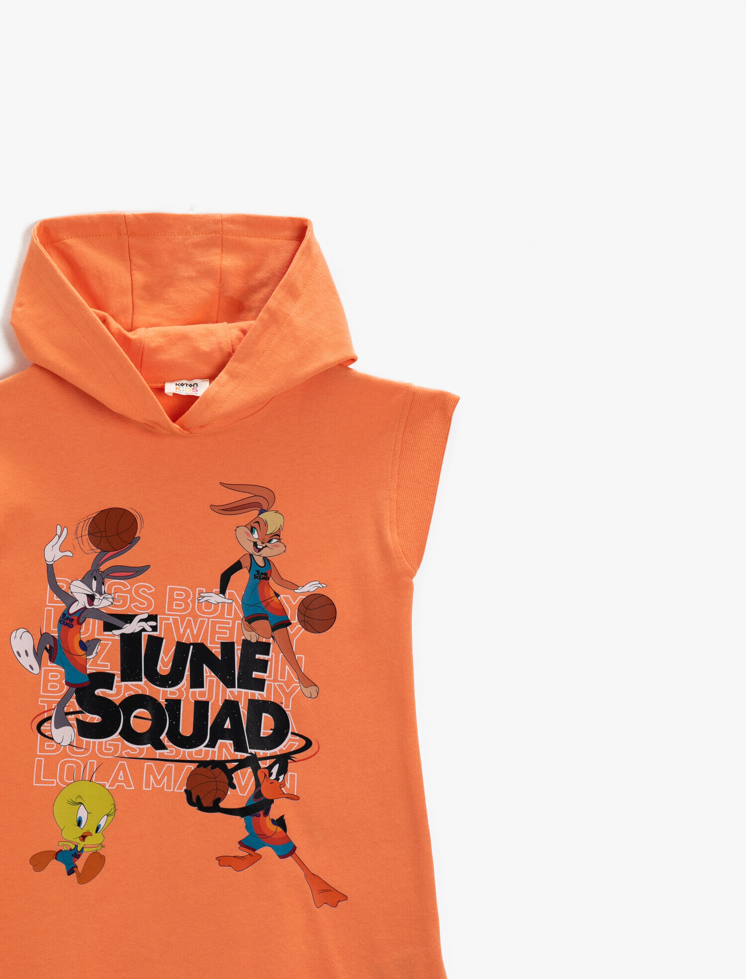 Kız Çocuk Looney Tunes Sweat Elbise Lisanslı Kolsuz Kapüşonlu Pamuklu