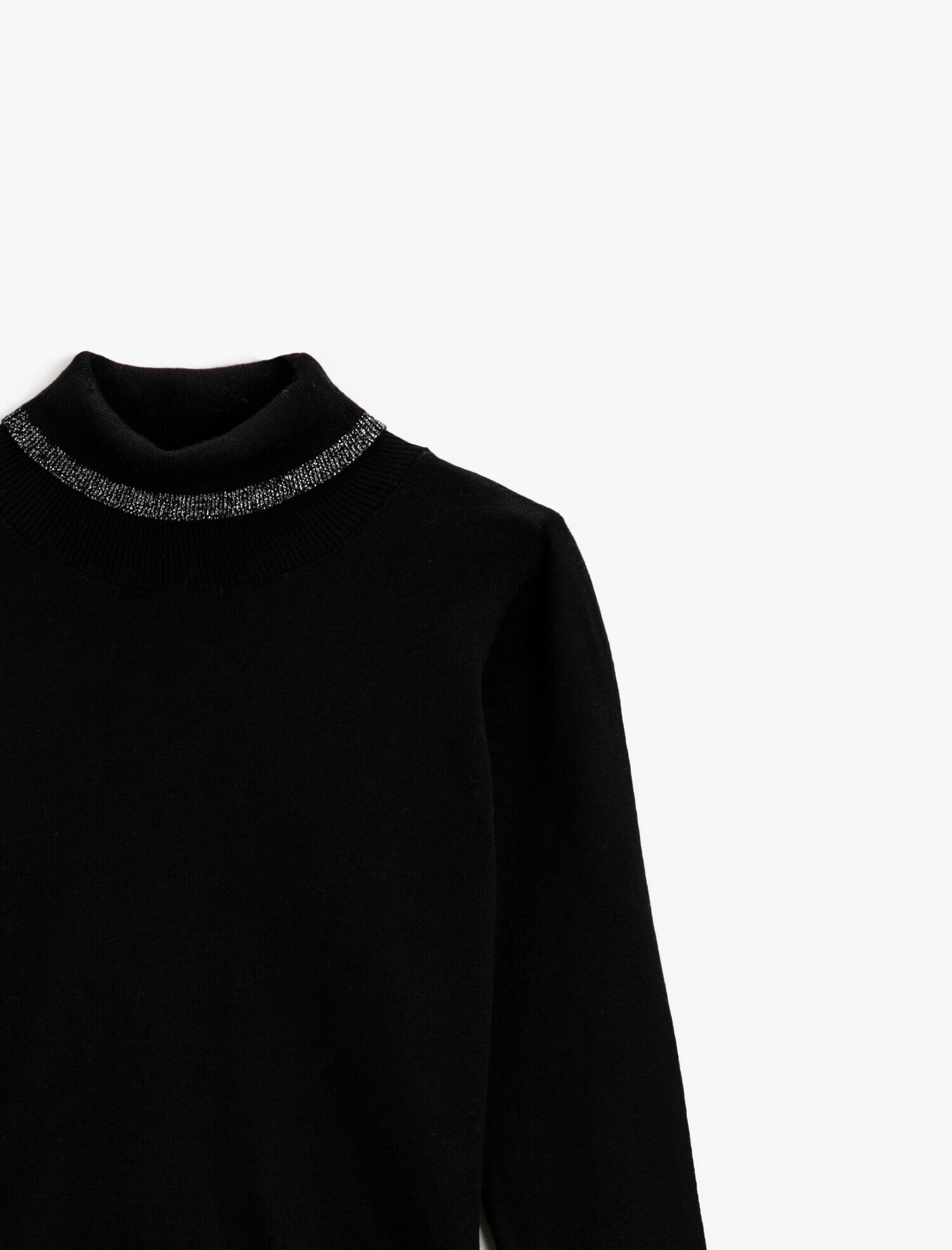  Kız Çocuk Bisiklet Yaka Kazak Yakası Sim Detaylı Uzun Kollu