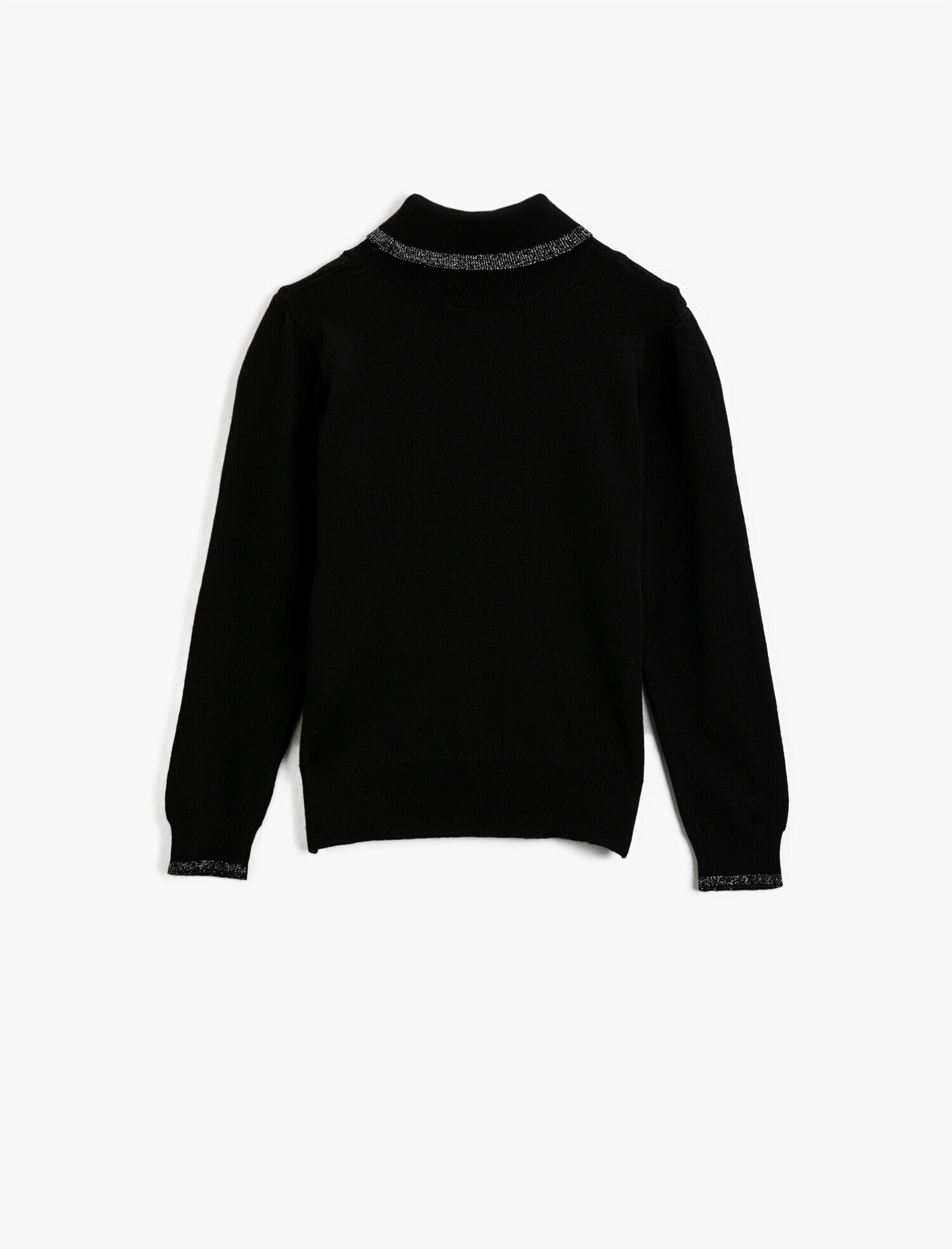  Kız Çocuk Bisiklet Yaka Kazak Yakası Sim Detaylı Uzun Kollu