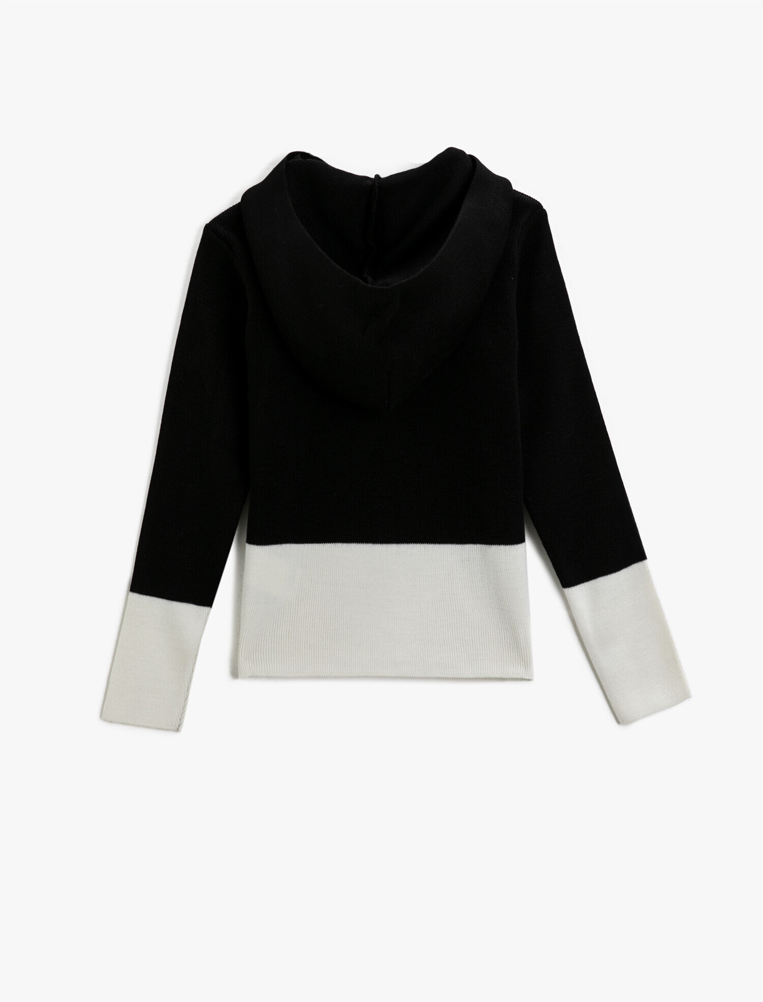 Kız Çocuk İşlemeli Kapüşonlu Kazak Renk Bloklu