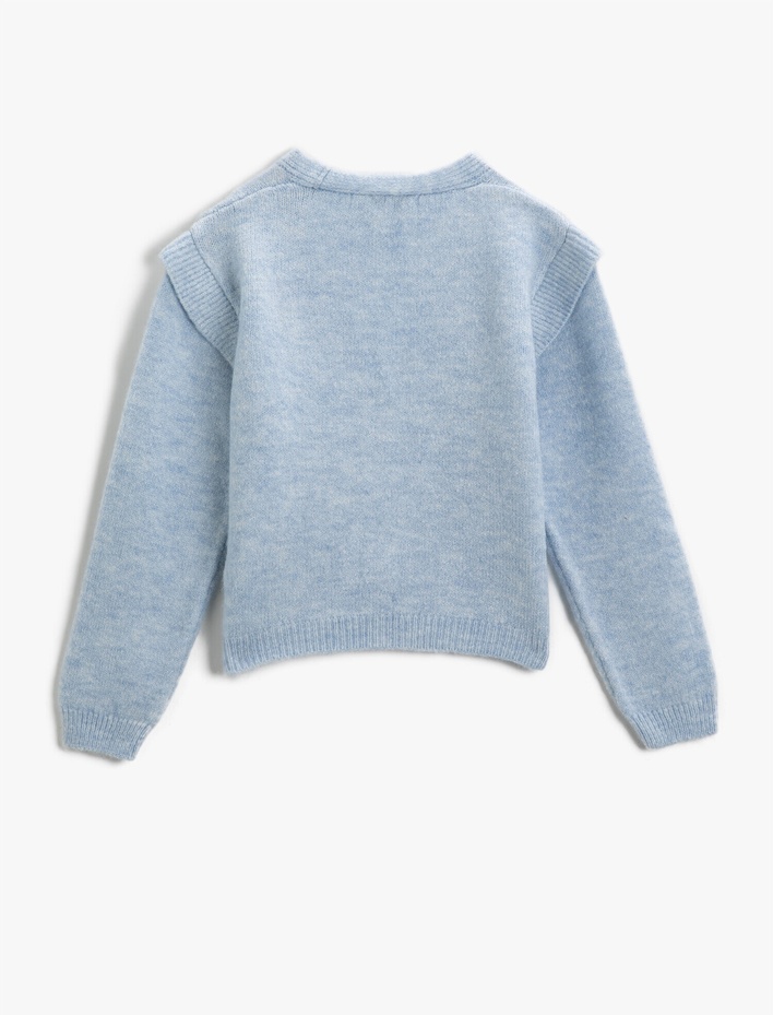 Kız Çocuk V Yaka Çiçekli Hırka