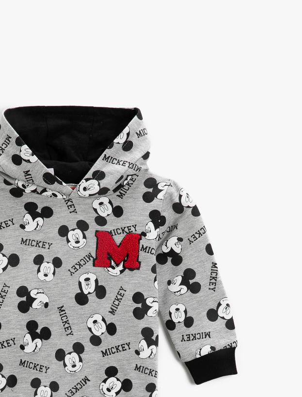  Erkek Bebek Mickey Mouse Lisanslı Pamuklu Kapüşonlu Sweatshirt