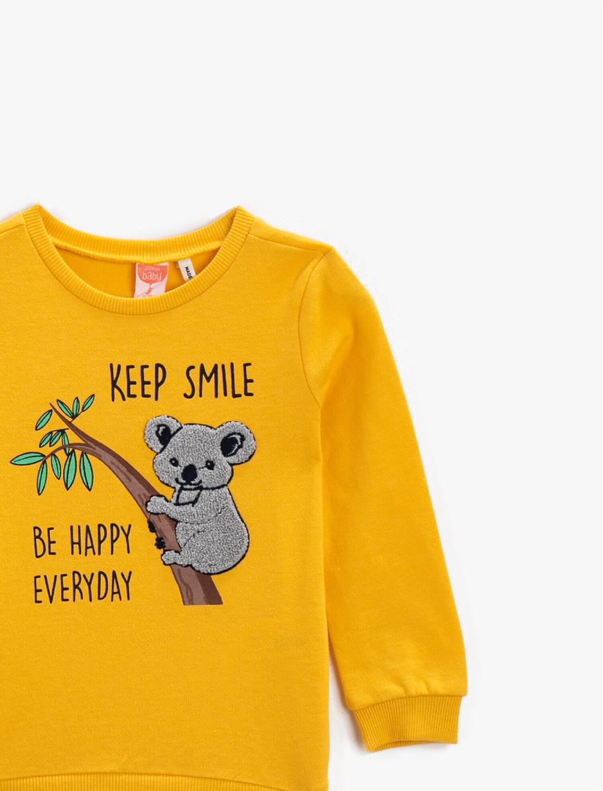  Erkek Bebek Bisiklet Yaka Uzun Kollu Baskılı Sweatshirt