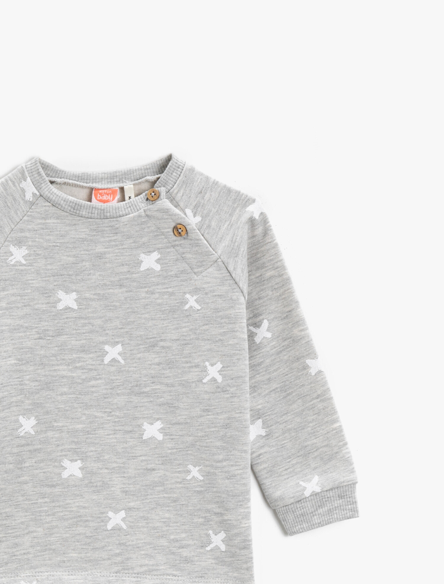  Erkek Bebek Pamuklu Sweatshirt Çıtçıtlı Desenli