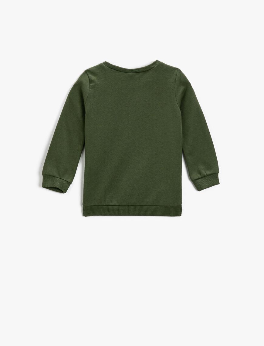  Erkek Bebek Pamuklu Baskılı Bisiklet Yaka Sweatshirt