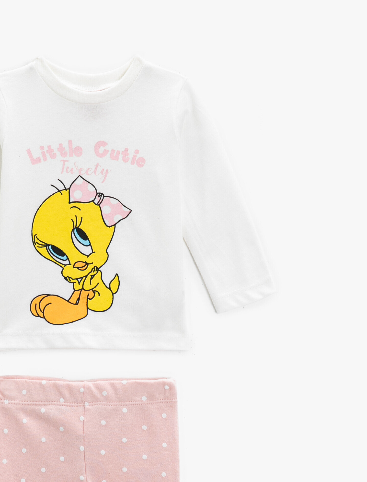  Kız Bebek Tweety Lisanslı Baskılı Zıbın Set