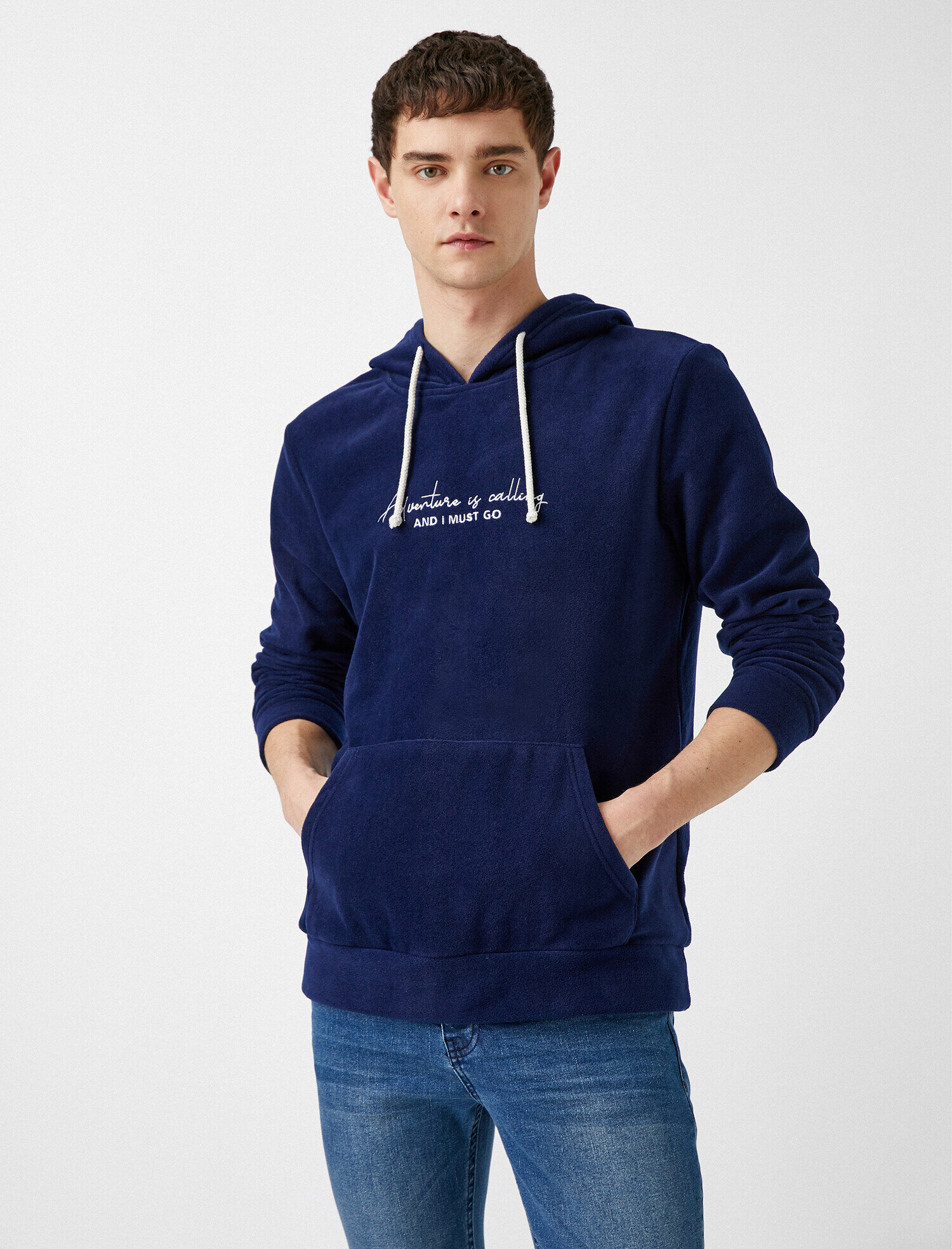 Kanguru Cepli Baskılı Kapüşonlu Sweatshirt