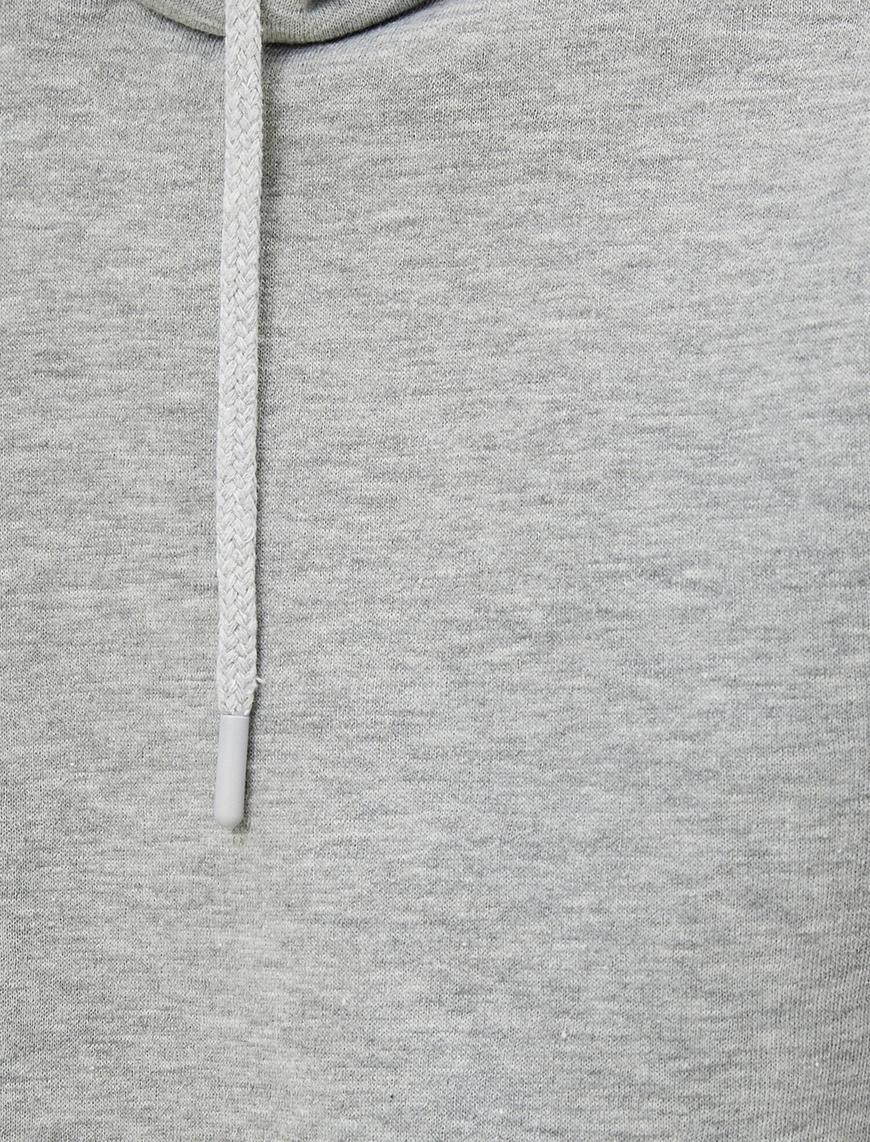   Pamuklu Kapüşonlu Uzun Kollu Basic Sweatshirt