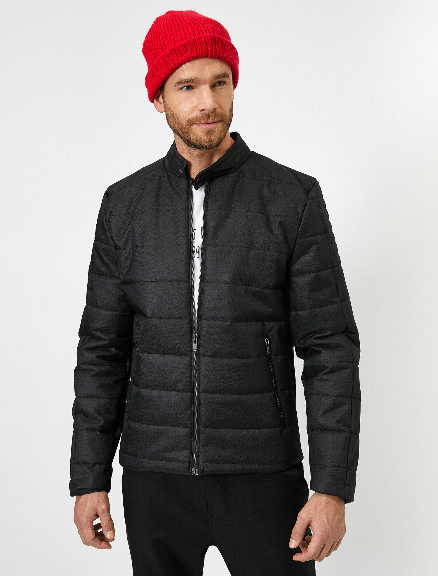 Hakim Yaka Fermuarlı Cepli Mont