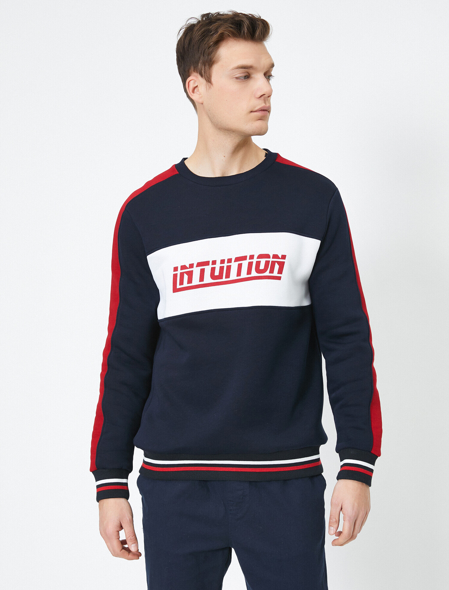   Bisiklet Yaka Uzun Kollu Baskılı Sweatshirt
