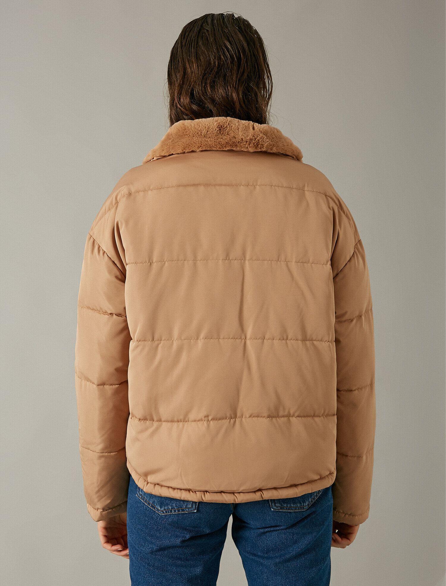 Suni Kürk Detaylı Şişme Mont