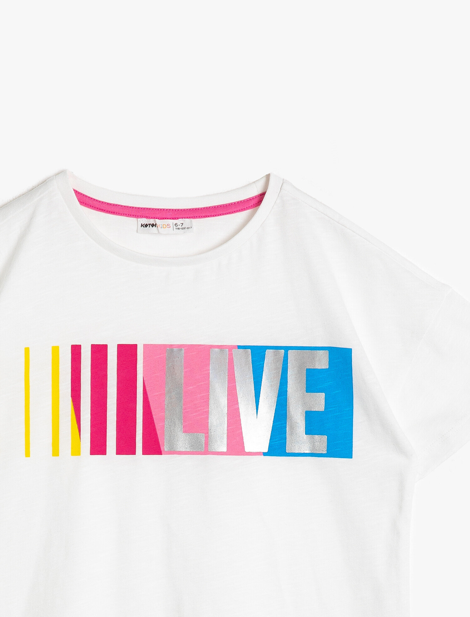  Kız Çocuk Bisiklet Yaka Pamuklu Yumuşak Baskılı Tişört