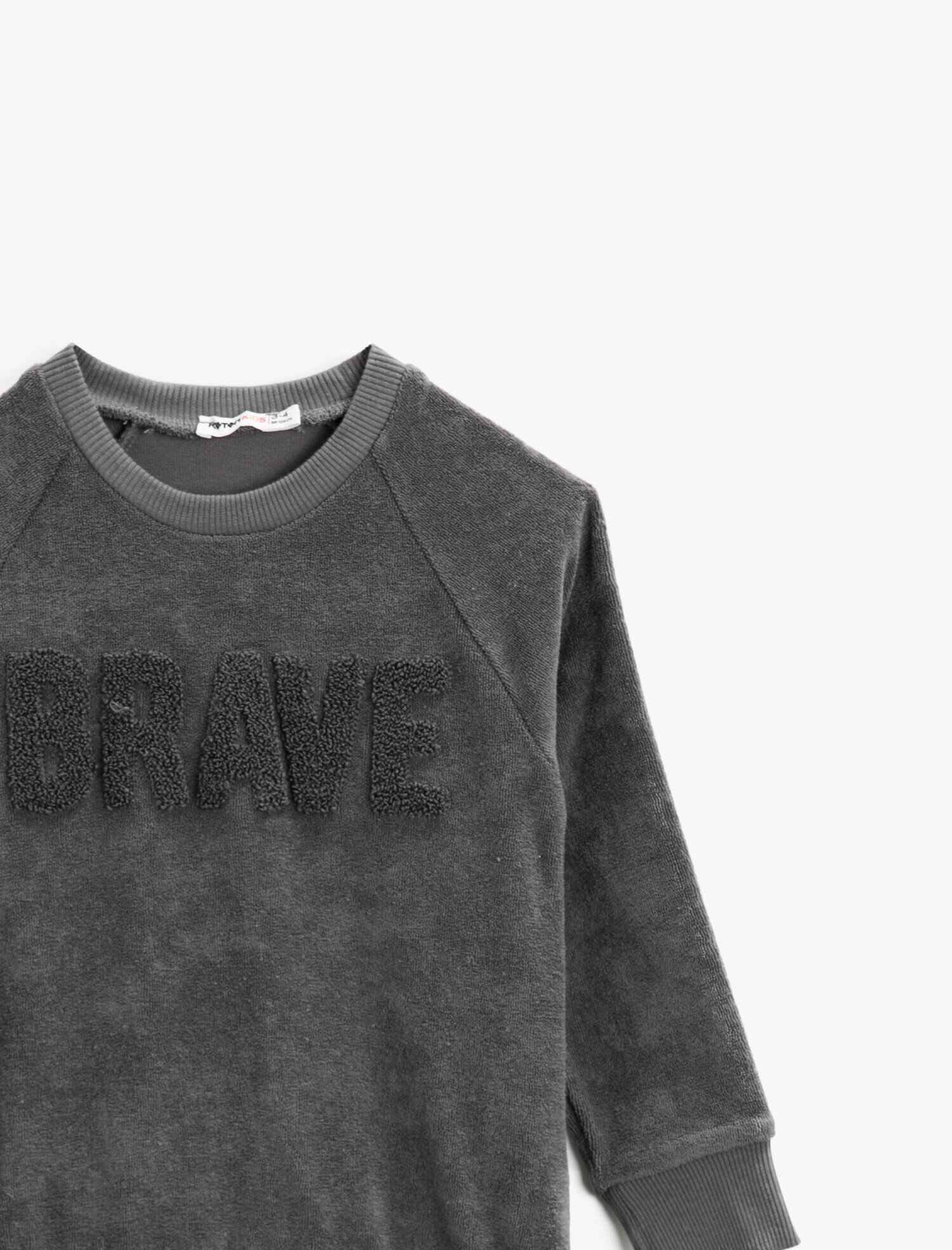  Erkek Çocuk İşlemeli Sweatshirt Uzun Kollu Bisiklet Yaka