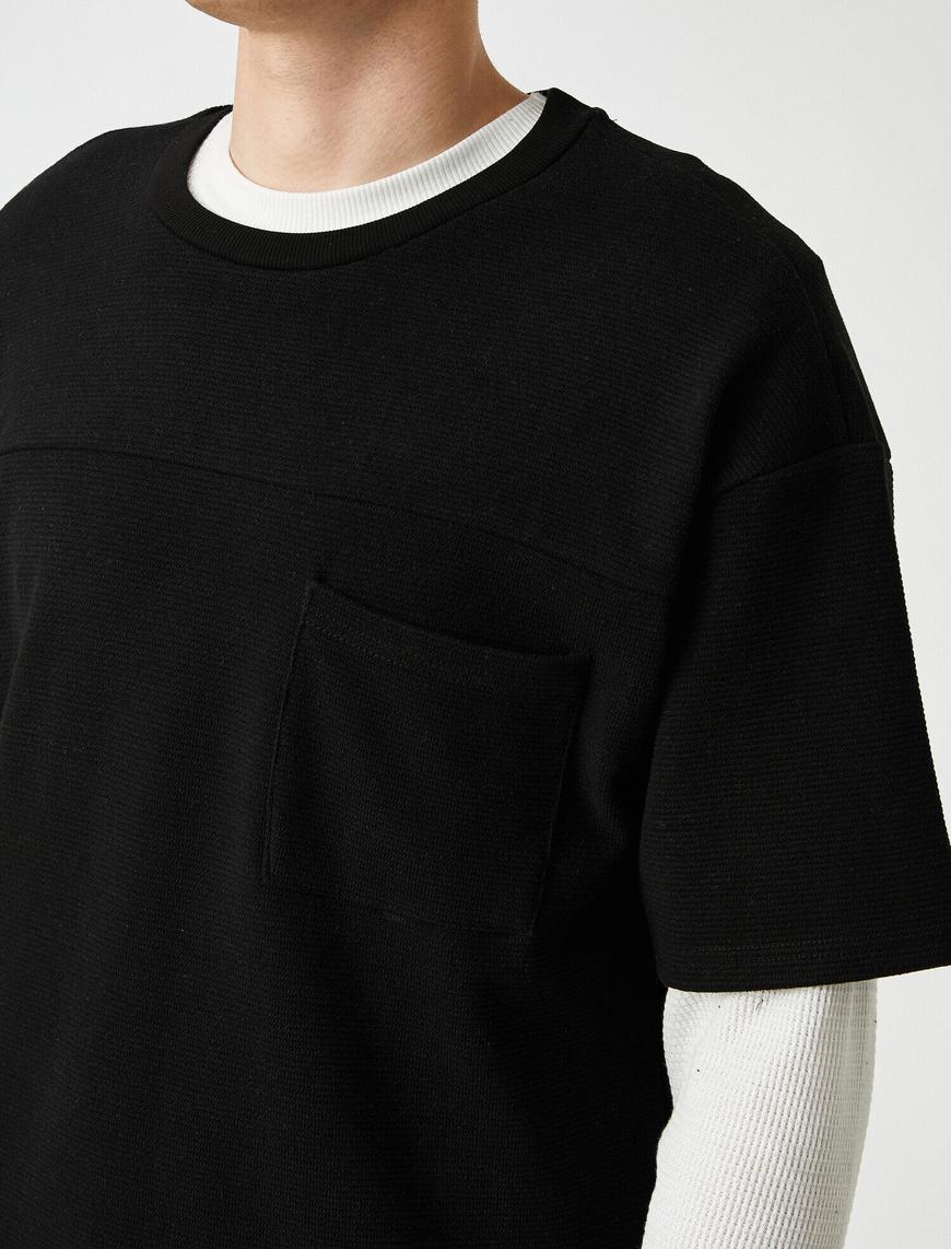   Göğüs Cepli Oversize Tişört
