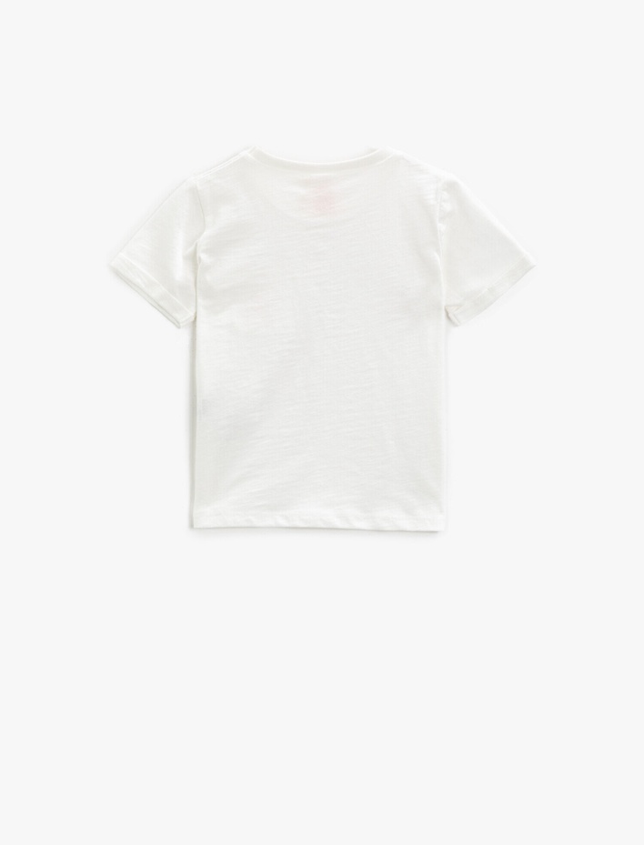 Erkek Bebek Cepli Tişört Pamuklu Kısa Kollu Bisiklet Yaka Baskılı