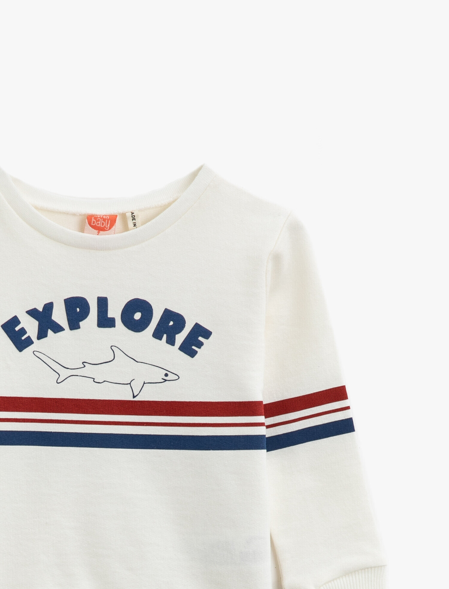  Erkek Bebek Baskılı Pamuklu Bisiklet Yaka Uzun Kollu Sweatshirt