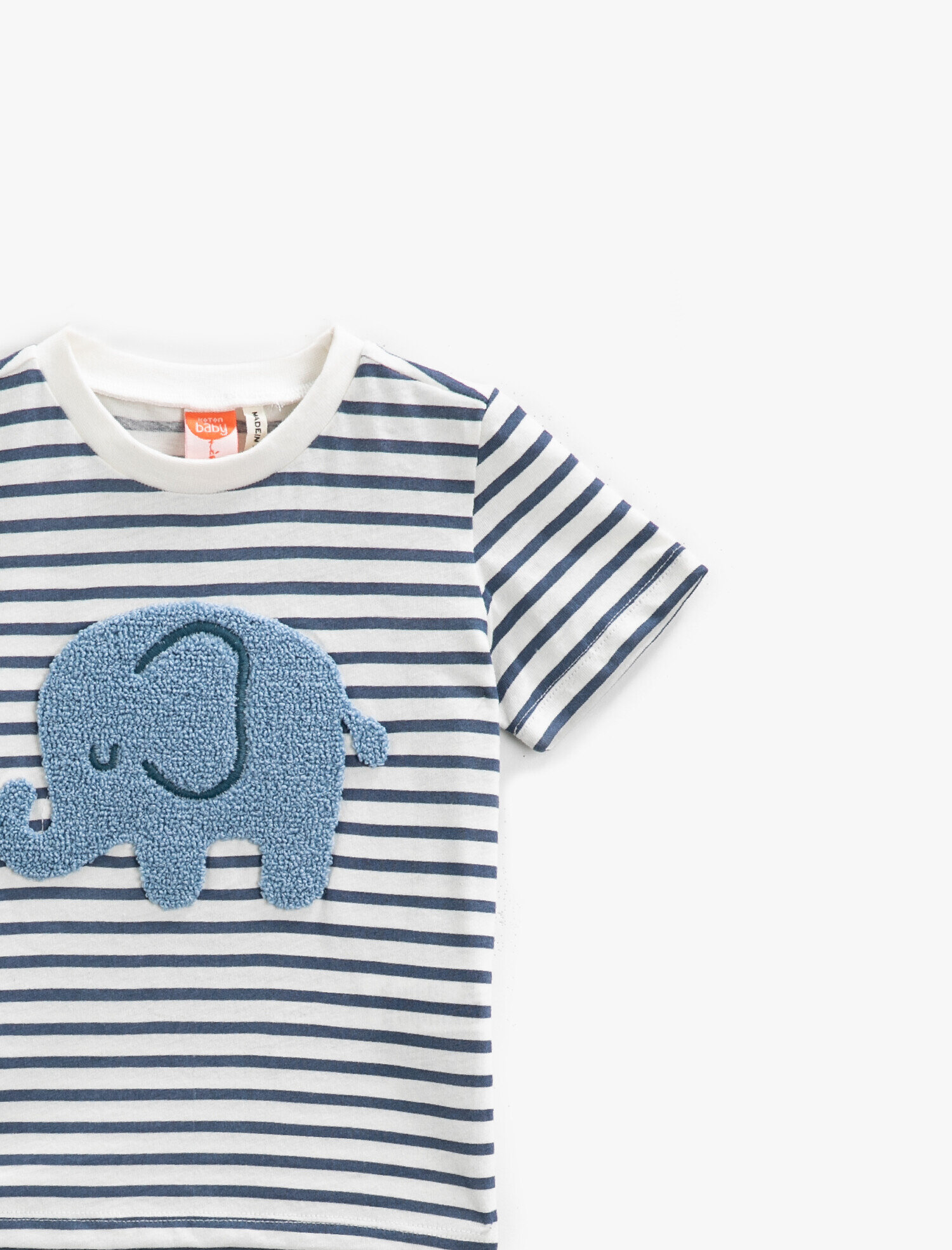  Erkek Bebek Çizgili Tişört Bisiklet Yaka Kısa Kollu Pamuklu