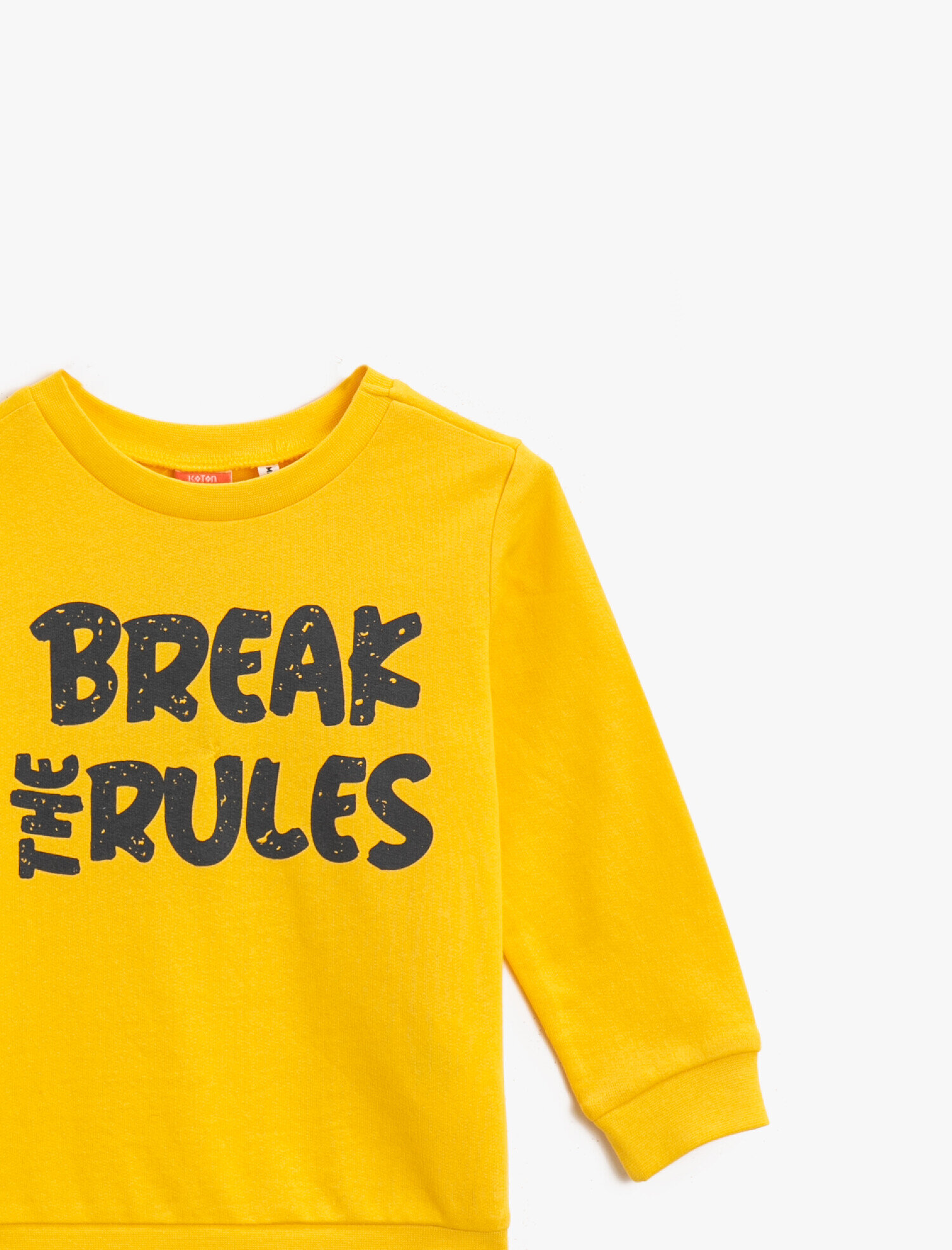 Erkek Bebek Pamuklu Yazılı Baskılı Bisiklet Yaka Uzun Kollu Sweatshirt