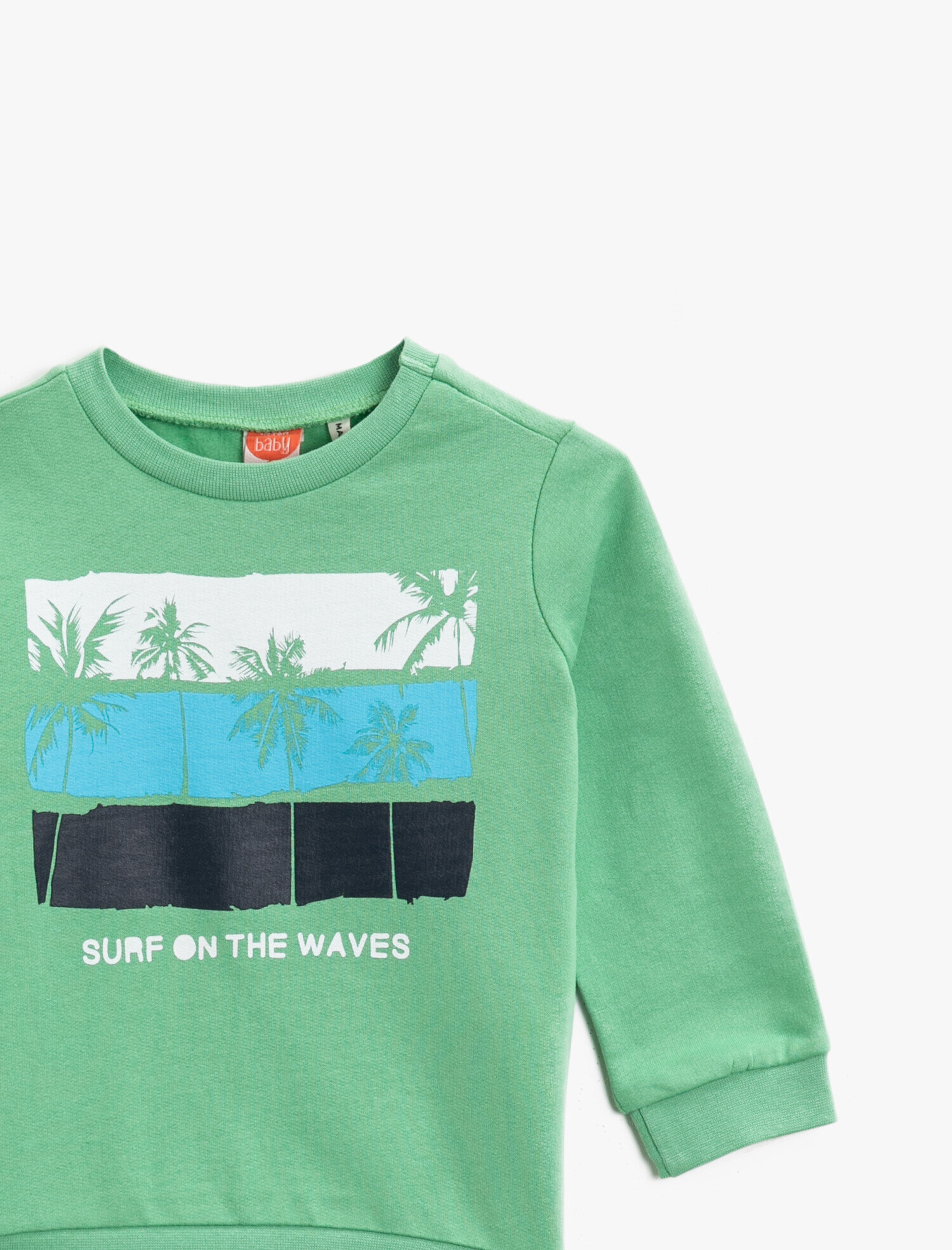  Erkek Bebek Baskılı Pamuklu Bisiklet Yaka Uzun Kollu Sweatshirt