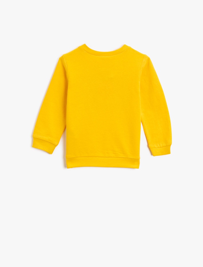 Erkek Bebek Pamuklu Yazılı Baskılı Bisiklet Yaka Uzun Kollu Sweatshirt